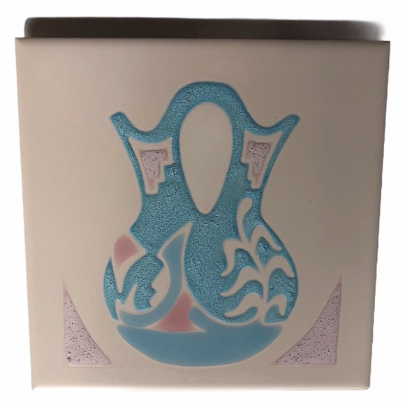 Vintage Cleo Teissedre Handpainted Southwestern Wedding Vase Ceramic Tile - Picture 2 of 3